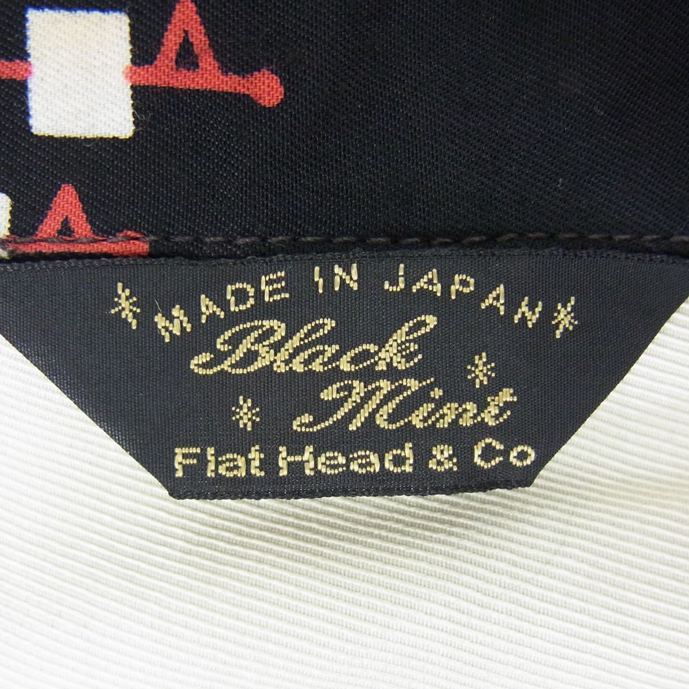 THE FLAT HEAD ザフラットヘッド Black Mint レーヨン プリント 半袖 オープンカラー シャツ ブラック系 40【中古】