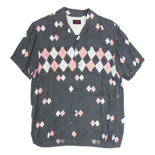 R.J.B アールジェイビー CLIPPERS レーヨン プリント オープンカラー 半袖 シャツ グレー系 38【中古】