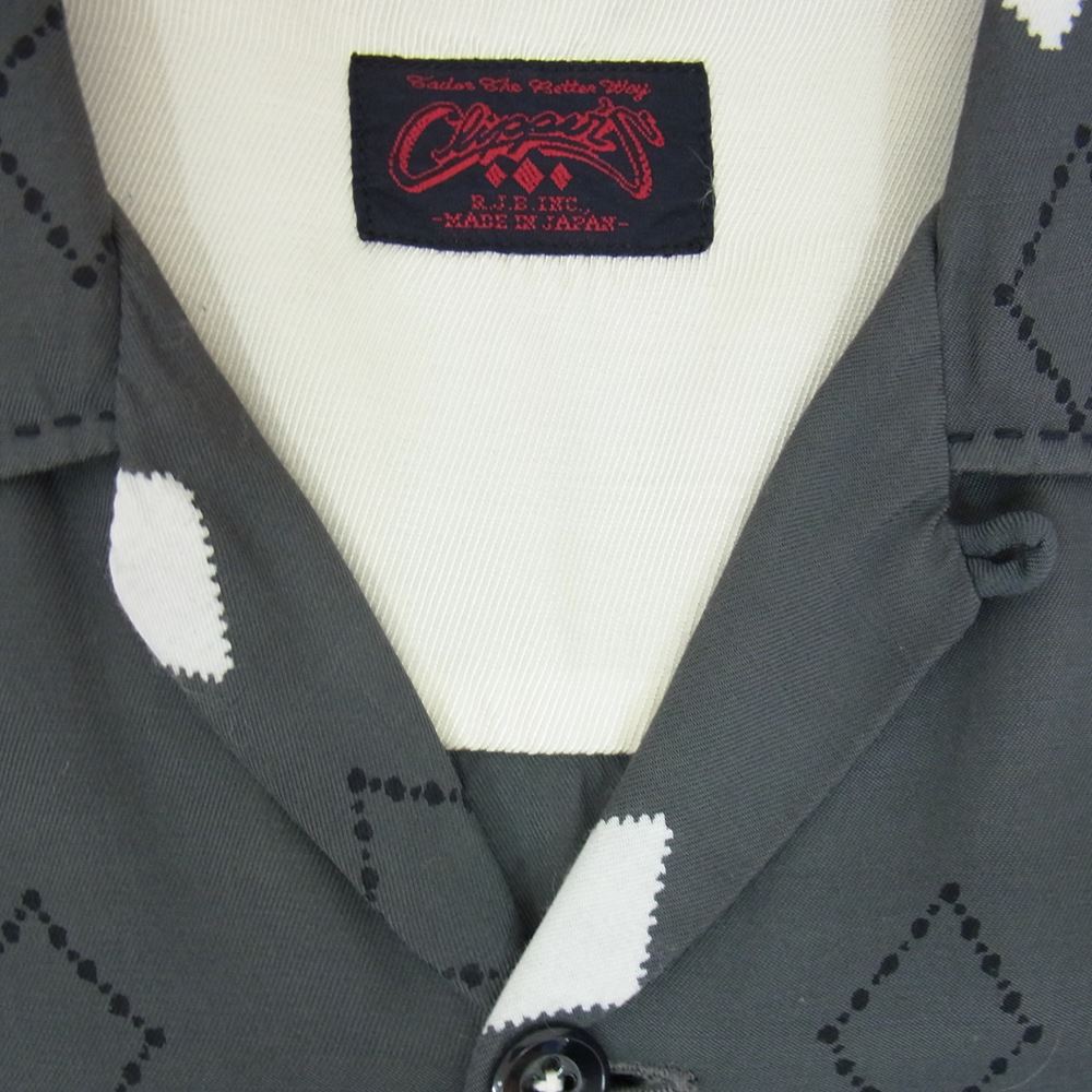 R.J.B アールジェイビー CLIPPERS レーヨン プリント オープンカラー 半袖 シャツ グレー系 38【中古】