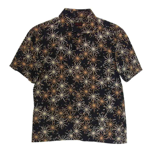 R.J.B アールジェイビー レーヨン プリント 半袖 シャツ ブラック系 38【中古】