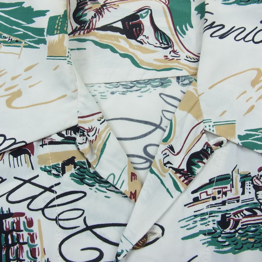 THE FLAT HEAD ザフラットヘッド アロハ ハワイアン レーヨン プリント 半袖 シャツ 白系 ホワイト系 S【中古】