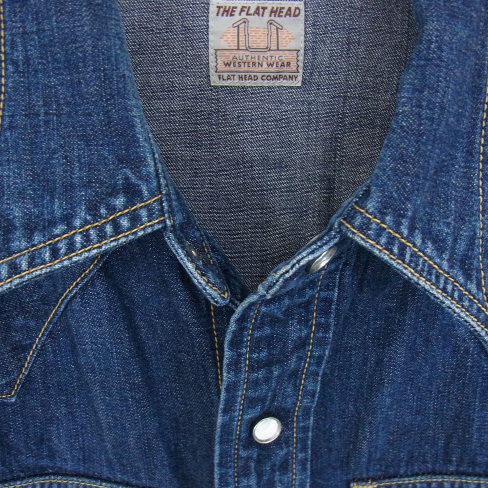 THE FLAT HEAD ザフラットヘッド デニム ウエスタン シャツ インディゴブルー系 40【中古】