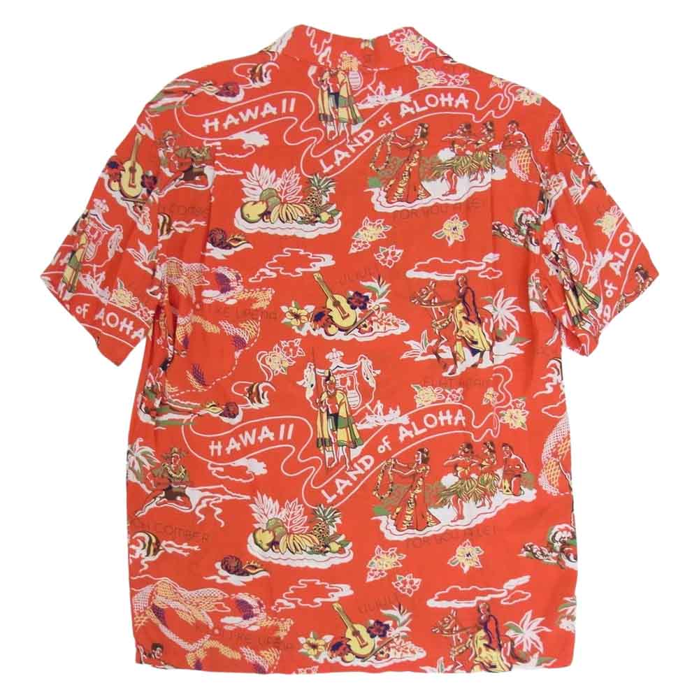 THE FLAT HEAD ザフラットヘッド アロハ ハワイアン レーヨン プリント 半袖 シャツ 赤系 レッド系 M【中古】