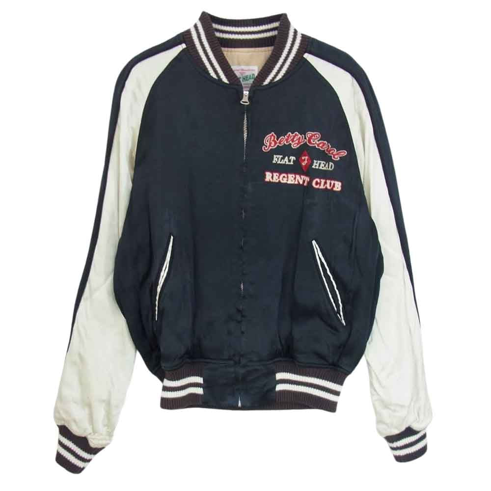 THE FLAT HEAD ザフラットヘッド スカジャン サテン ブルゾン ジャケット ブラック系 S【中古】