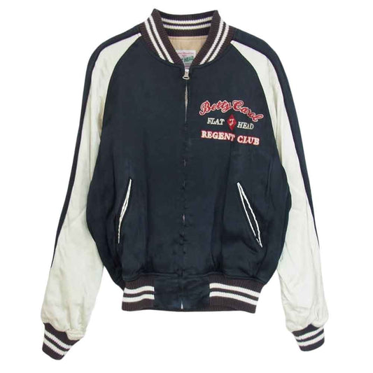 THE FLAT HEAD ザフラットヘッド スカジャン サテン ブルゾン ジャケット ブラック系 S【中古】