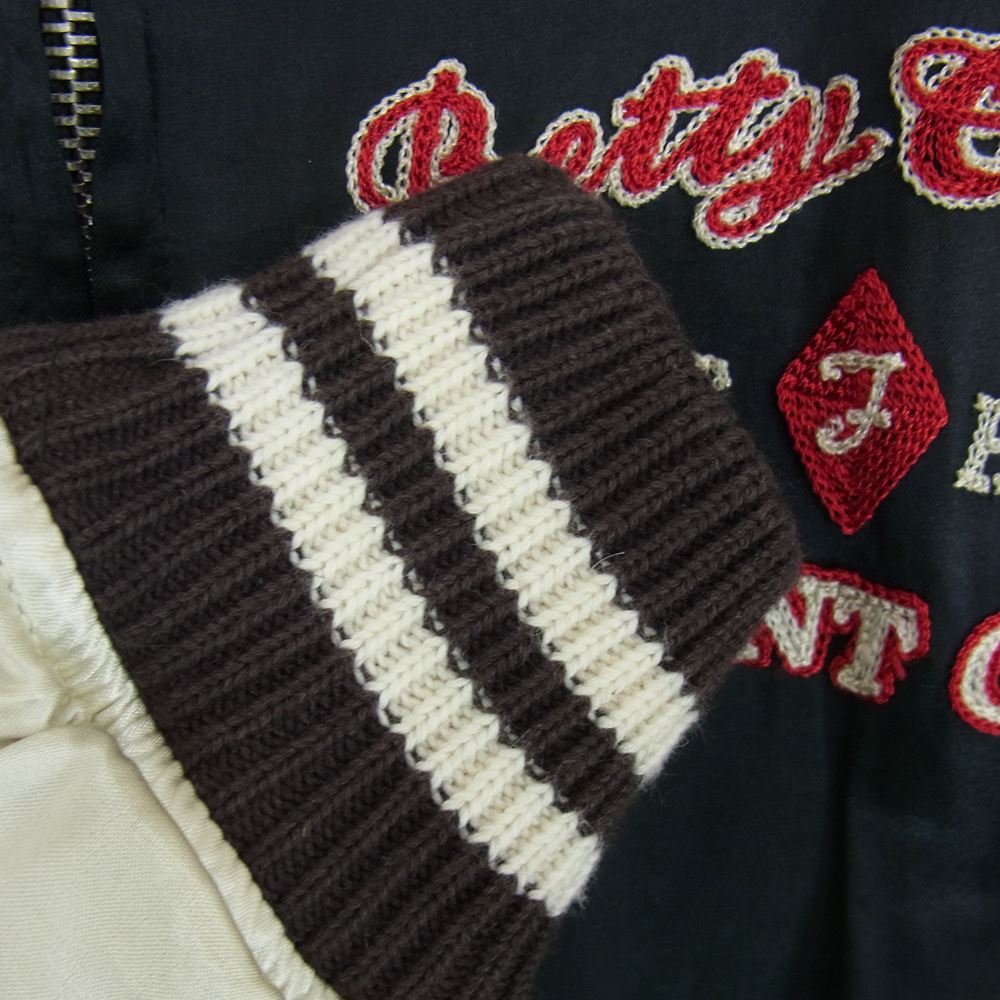 THE FLAT HEAD ザフラットヘッド スカジャン サテン ブルゾン ジャケット ブラック系 S【中古】