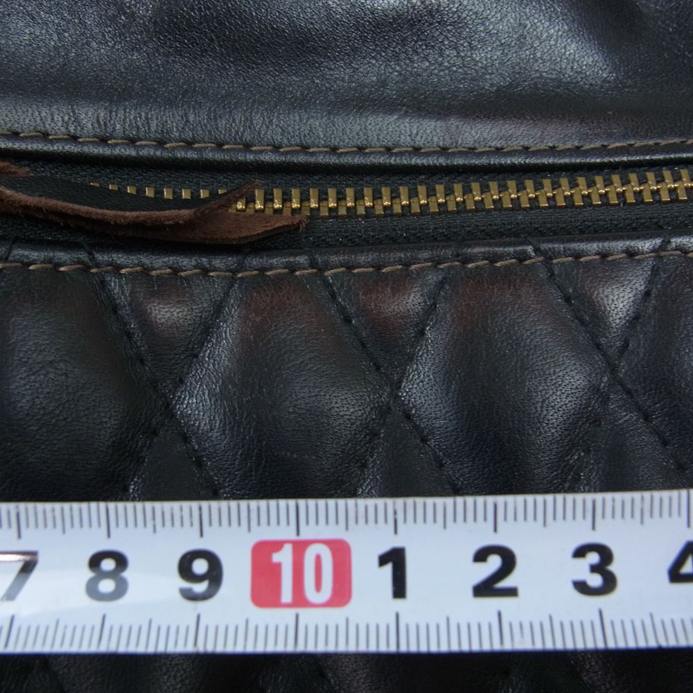 THE FLAT HEAD ザフラットヘッド MOON SHOULDER BAG 茶芯 ホースハイド キルティング ショルダー バッグ ブラック系【中古】