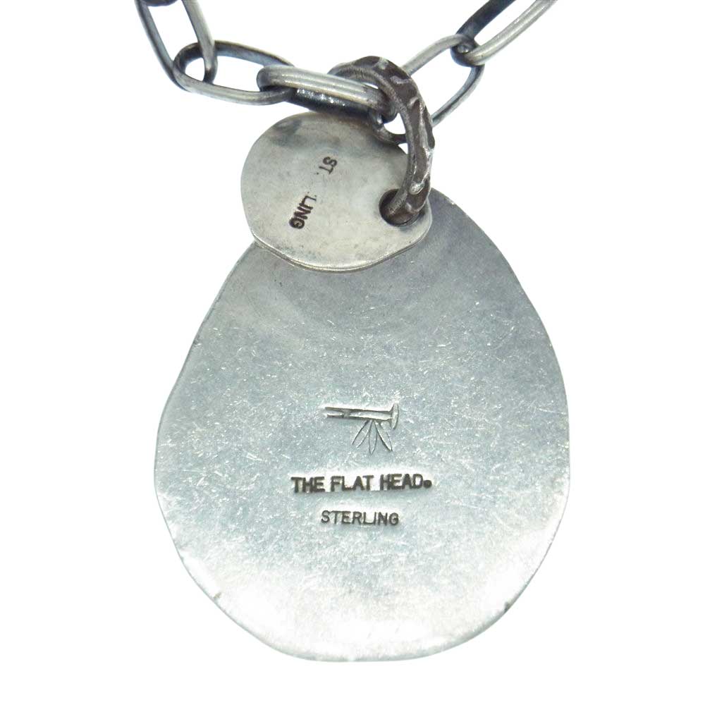 THE FLAT HEAD ザフラットヘッド ターコイズ タタキ メタル フェザーフック カスタム ネックレス シルバー系【中古】