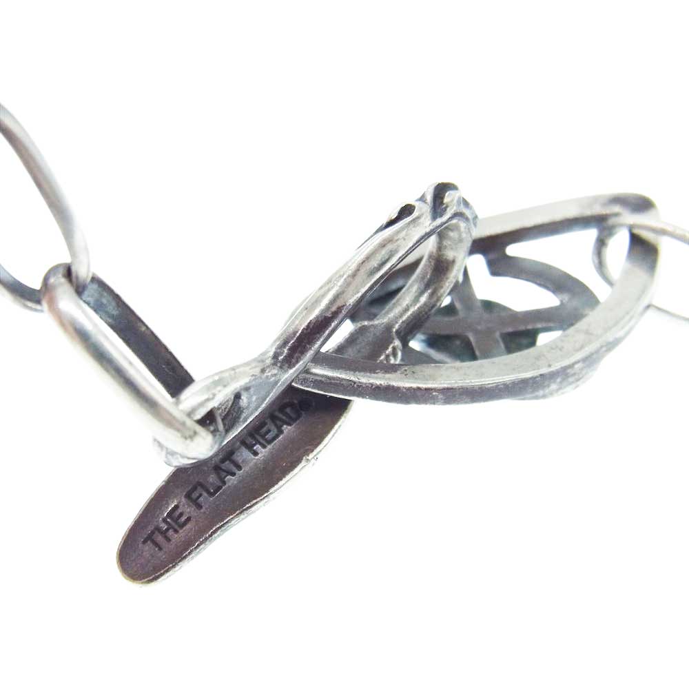 THE FLAT HEAD ザフラットヘッド ターコイズ タタキ メタル フェザーフック カスタム ネックレス シルバー系【中古】