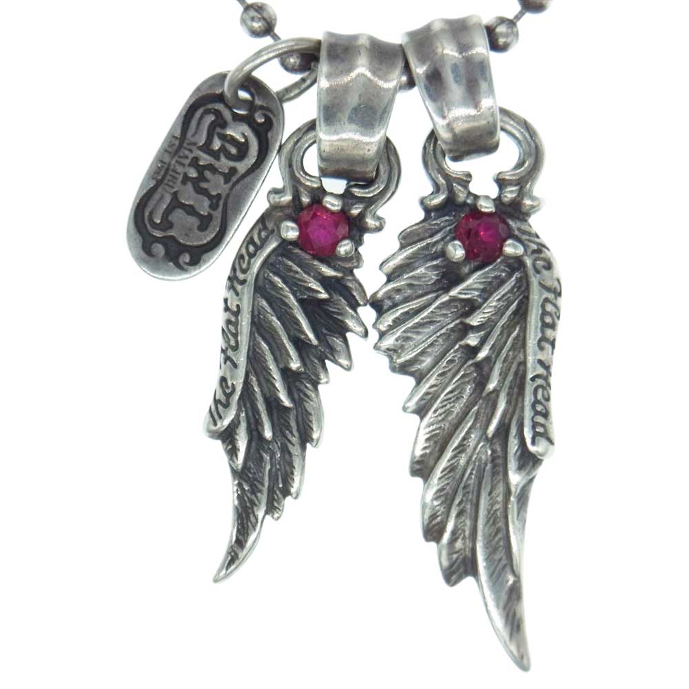 BILL WALL LEATHER ビルウォールレザー × FLAT HEAD フラットヘッド 石付き ウィング フェザー ボールチェーン ネックレス シルバー系【中古】