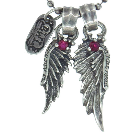 BILL WALL LEATHER ビルウォールレザー × FLAT HEAD フラットヘッド 石付き ウィング フェザー ボールチェーン ネックレス シルバー系【中古】