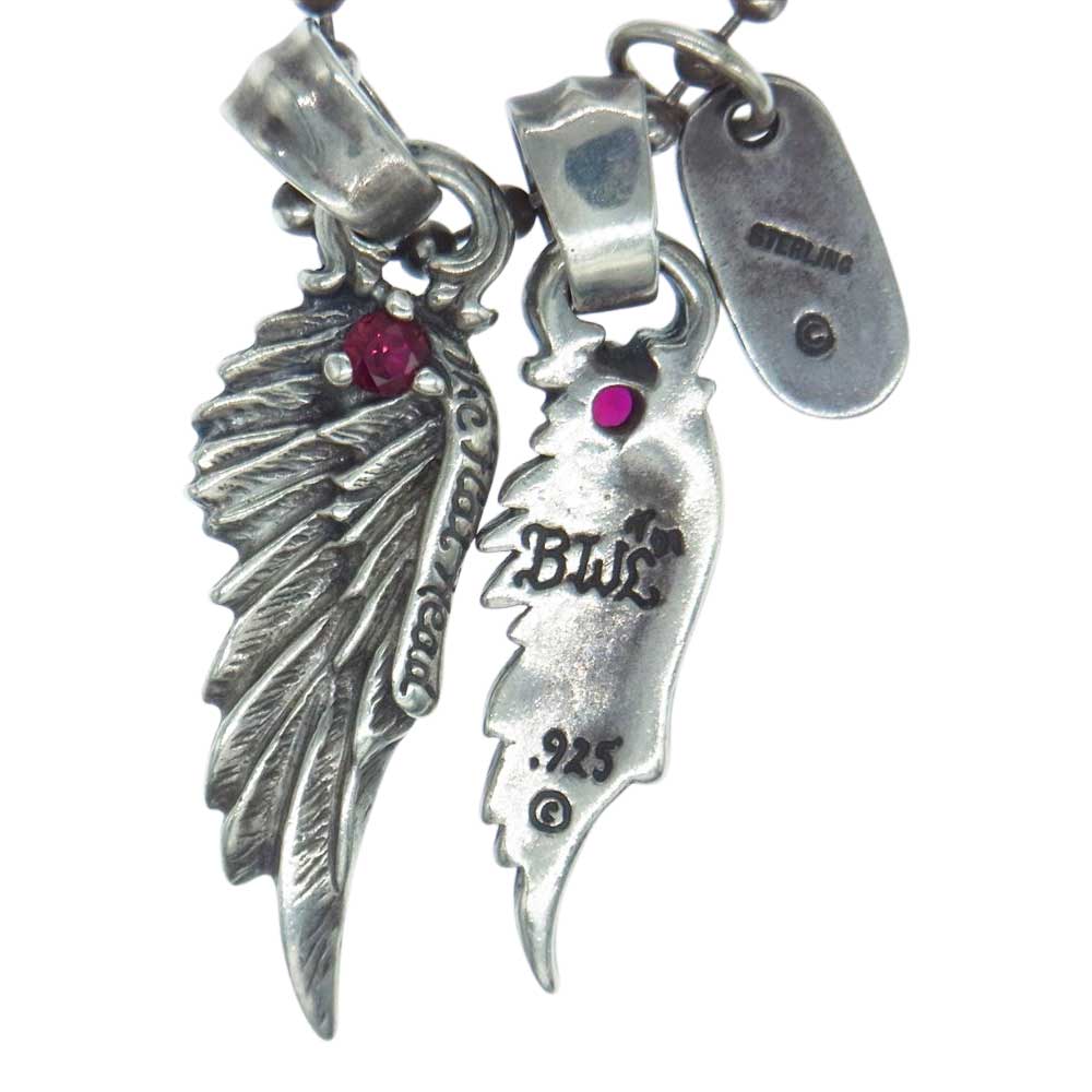 BILL WALL LEATHER ビルウォールレザー × FLAT HEAD フラットヘッド 石付き ウィング フェザー ボールチェーン ネックレス シルバー系【中古】