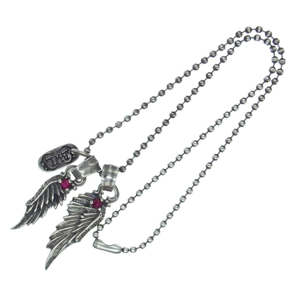 BILL WALL LEATHER ビルウォールレザー × FLAT HEAD フラットヘッド 石付き ウィング フェザー ボールチェーン ネックレス シルバー系【中古】