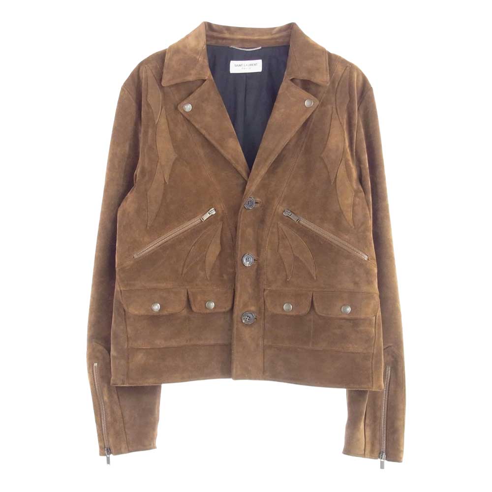SAINT LAURENT サンローラン 2020 642556 YC2AY カーフ レザー ジャケット スエード ブラウン系 48【中古】