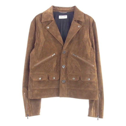 SAINT LAURENT サンローラン 2020 642556 YC2AY カーフ レザー ジャケット スエード ブラウン系 48【中古】