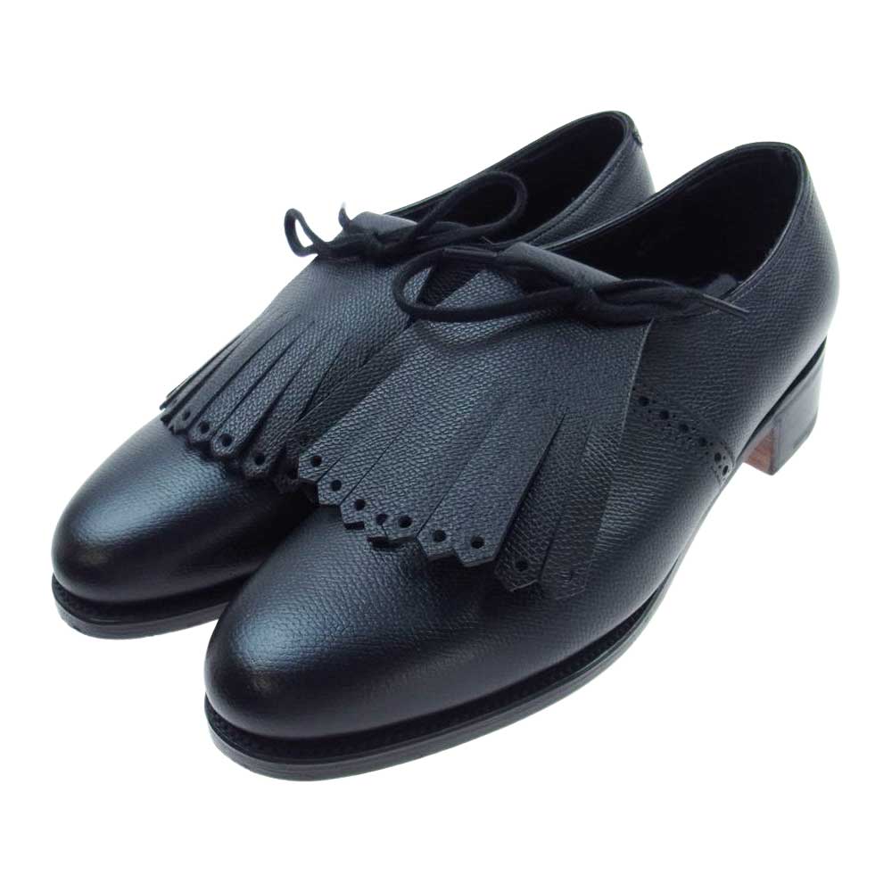 John Lobb ジョンロブ ELLIS エリス アーモンドトゥ キルト付 レザー ドレスシューズ ブラック系 4E【美品】【中古】