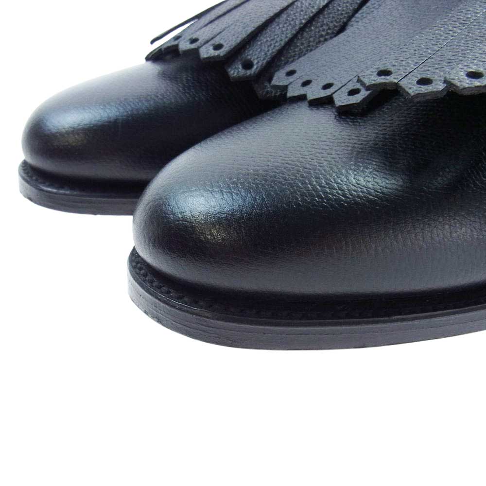 John Lobb ジョンロブ ELLIS エリス アーモンドトゥ キルト付 レザー ドレスシューズ ブラック系 4E【美品】【中古】