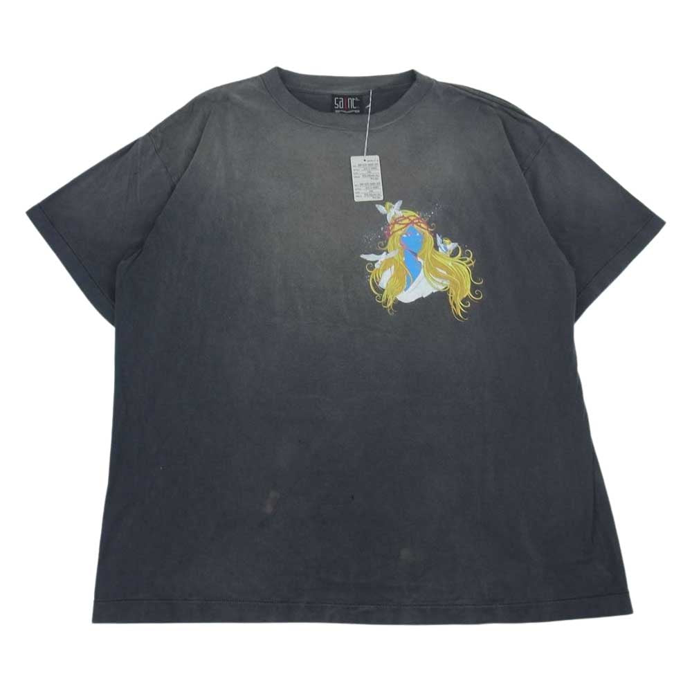 SAINT MICHAEL セントマイケル 23SS SM-S23-0000-013 BLUE FACE SS TEE セイントエムエックスシックス ブルーフェイス Tシャツ ブラック系 XXL【極上美品】【中古】