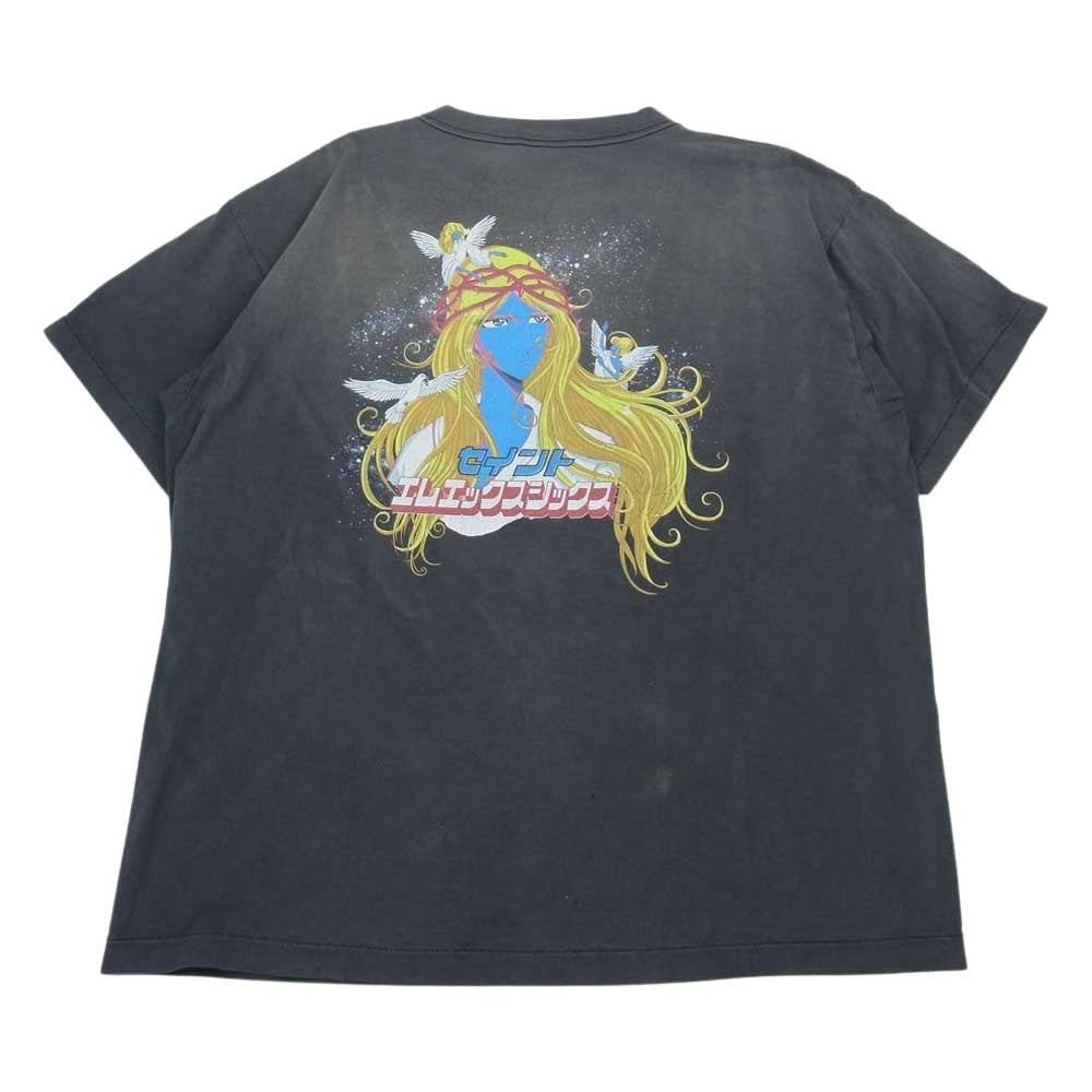 SAINT MICHAEL セントマイケル 23SS SM-S23-0000-013 BLUE FACE SS TEE セイントエムエックスシックス ブルーフェイス Tシャツ ブラック系 XXL【極上美品】【中古】