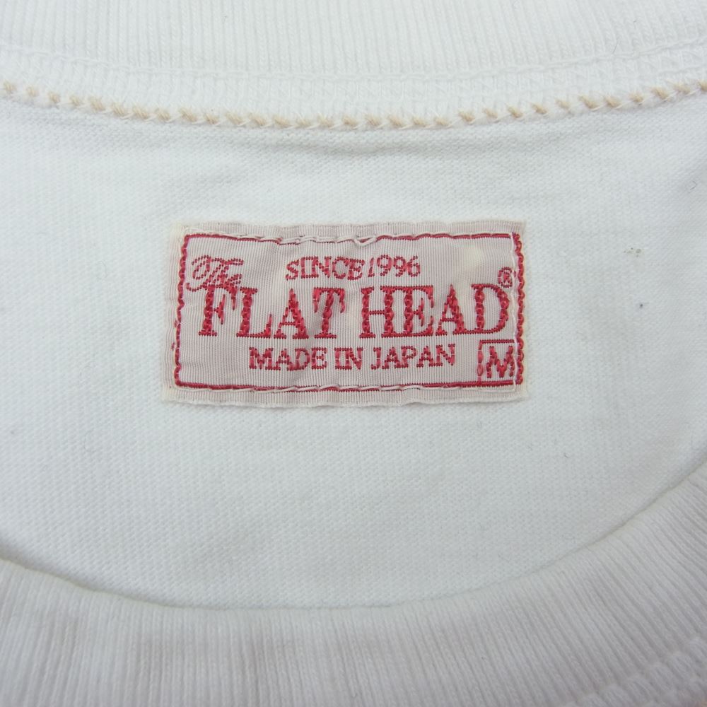 THE FLAT HEAD ザフラットヘッド バッグプリント クルーネック ロングスリーブ Tシャツ ホワイト ホワイト系 M【中古】