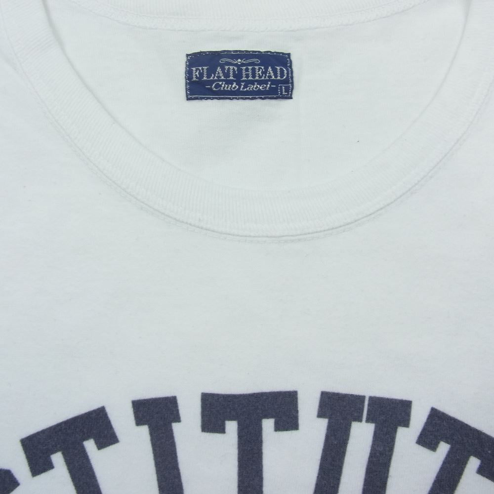 THE FLAT HEAD ザフラットヘッド プリント Tシャツ ホワイト ホワイト系 L【中古】