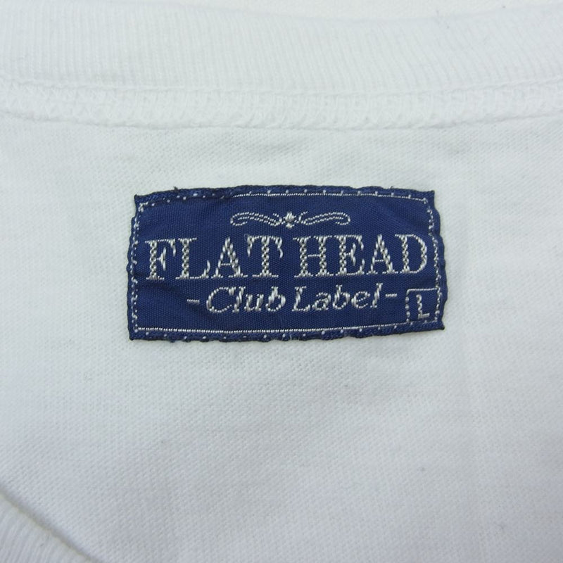 THE FLAT HEAD ザフラットヘッド プリント Tシャツ ホワイト ホワイト系 L【中古】