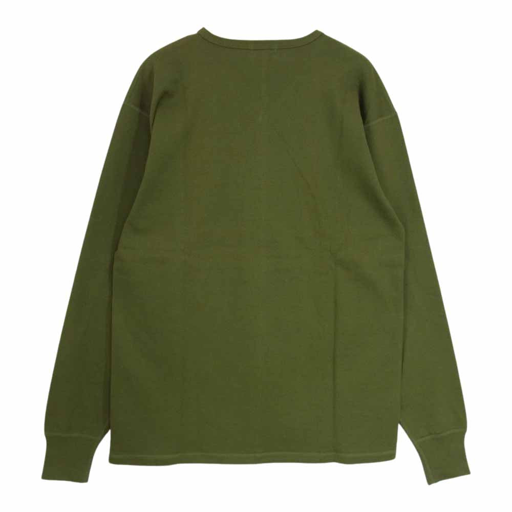 THE FLAT HEAD ザフラットヘッド R.J.B アールジェイビー Vネック Tシャツ オリーブ カーキ系 42【中古】