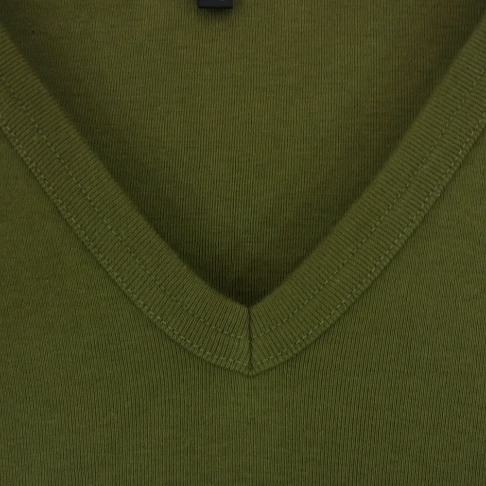 THE FLAT HEAD ザフラットヘッド R.J.B アールジェイビー Vネック Tシャツ オリーブ カーキ系 42【中古】