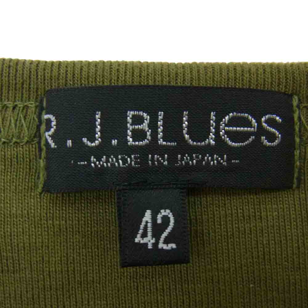 THE FLAT HEAD ザフラットヘッド R.J.B アールジェイビー Vネック Tシャツ オリーブ カーキ系 42【中古】