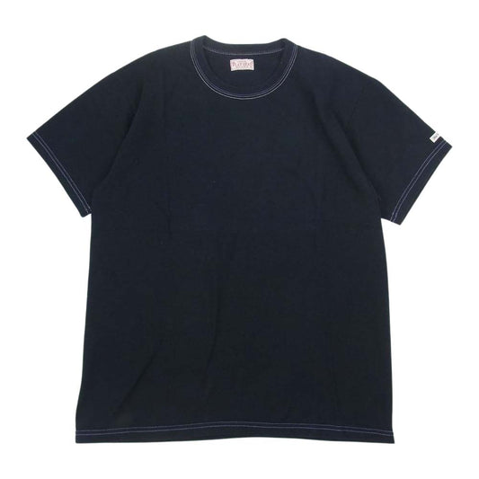 THE FLAT HEAD ザフラットヘッド カラーステッチ Tシャツ 半袖 ブラック  ブラック系 40【中古】