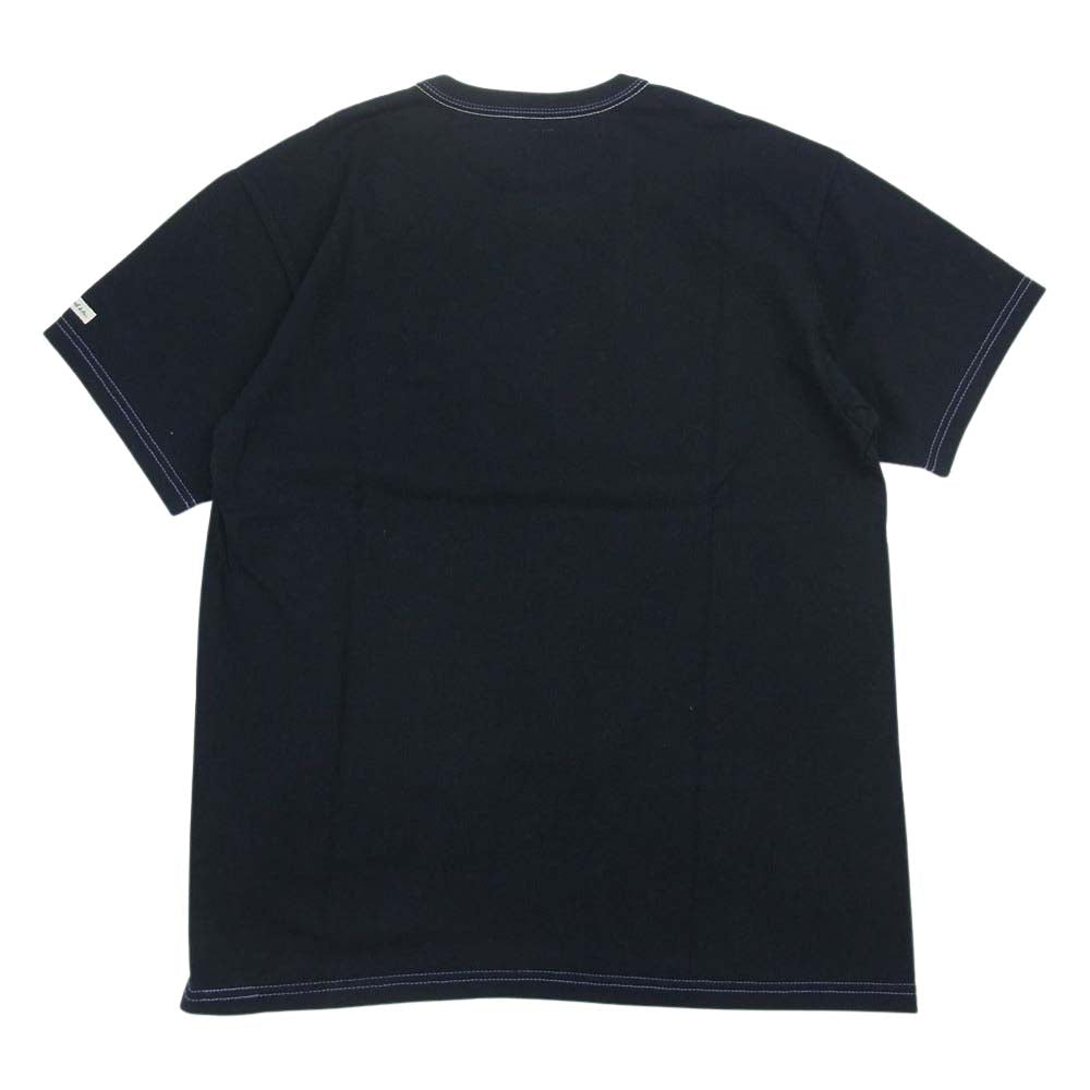 THE FLAT HEAD ザフラットヘッド カラーステッチ Tシャツ 半袖 ブラック  ブラック系 40【中古】