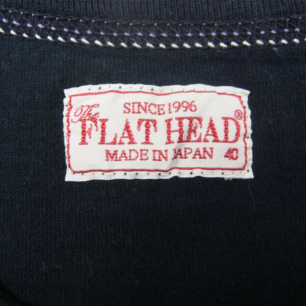THE FLAT HEAD ザフラットヘッド カラーステッチ Tシャツ 半袖 ブラック  ブラック系 40【中古】
