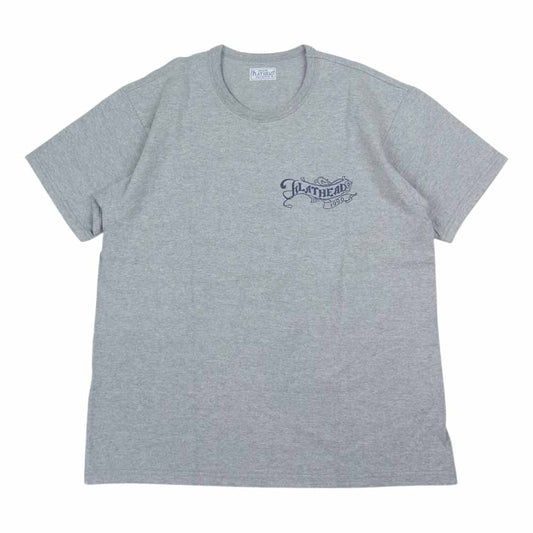 THE FLAT HEAD ザフラットヘッド バッグプリント Tシャツ ヘザーグレー グレー系 40【中古】