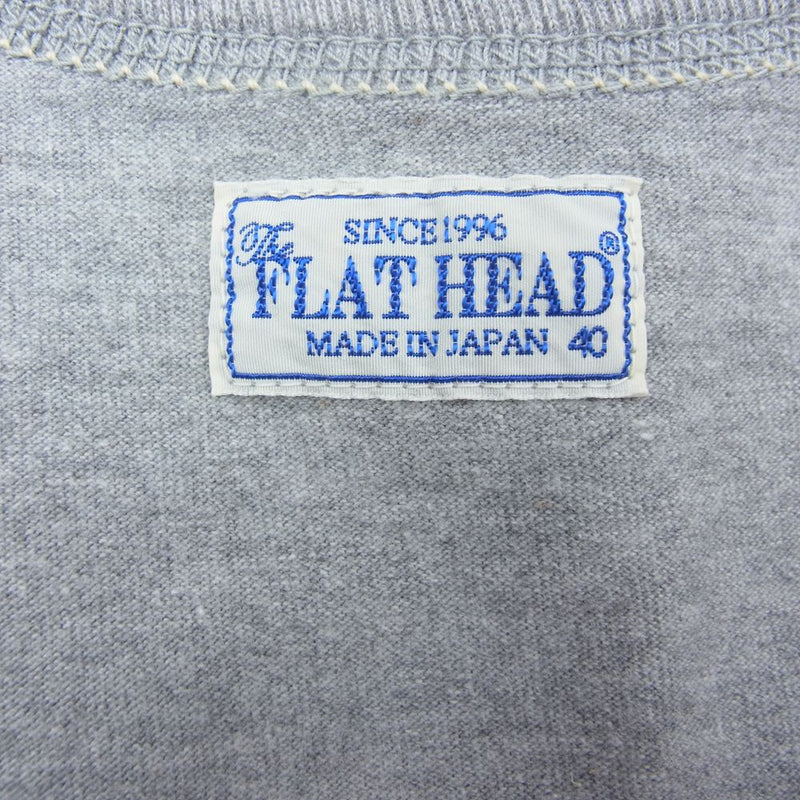 THE FLAT HEAD ザフラットヘッド バッグプリント Tシャツ ヘザーグレー グレー系 40【中古】