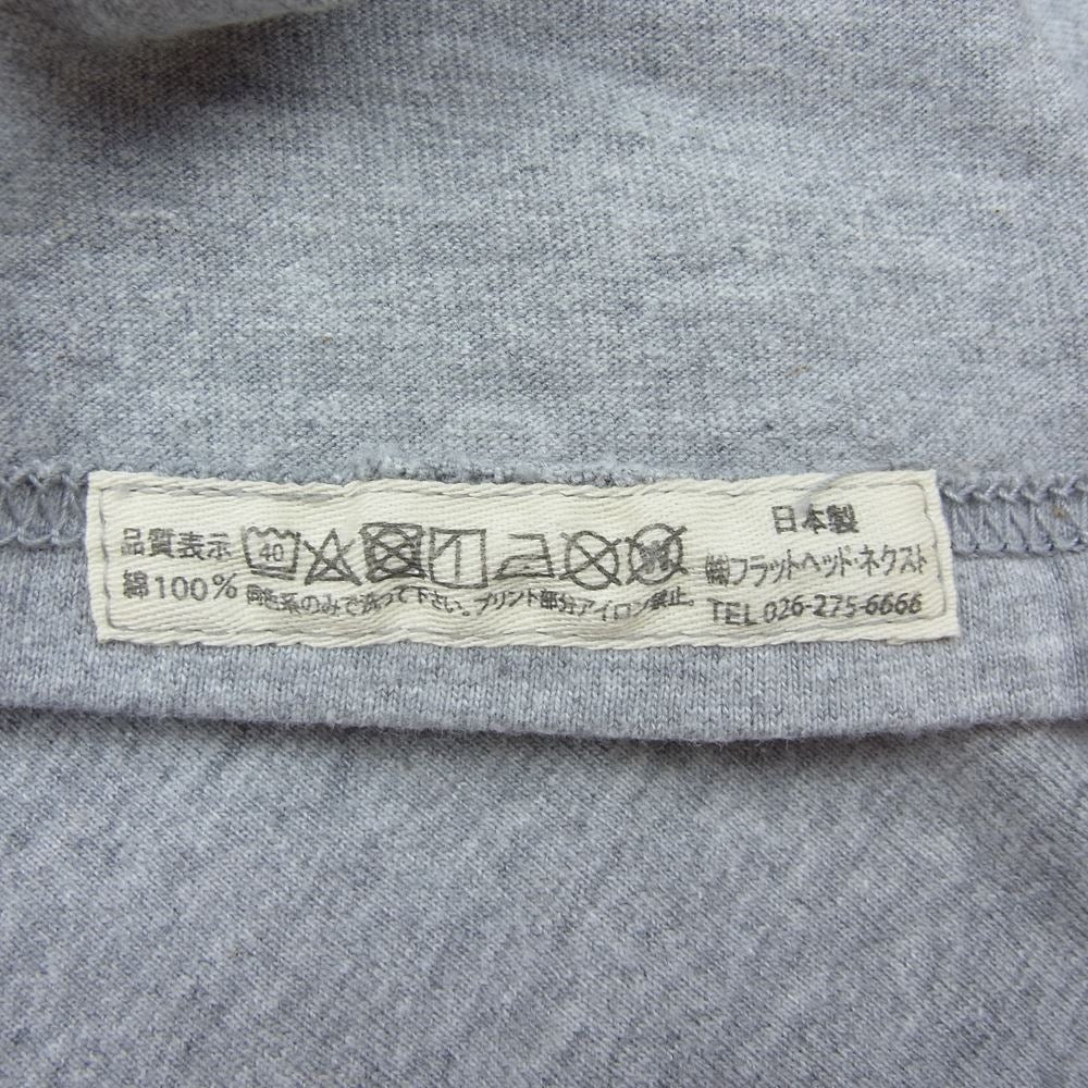 THE FLAT HEAD ザフラットヘッド バッグプリント Tシャツ ヘザーグレー グレー系 40【中古】