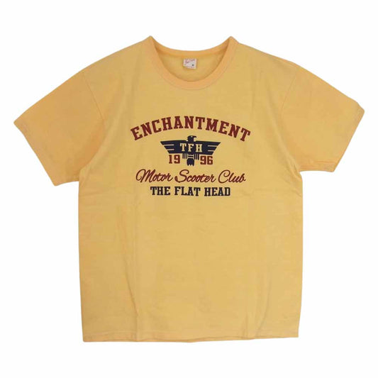 THE FLAT HEAD ザフラットヘッド プリント クルーネック Tシャツ マスタード イエロー系 40【中古】