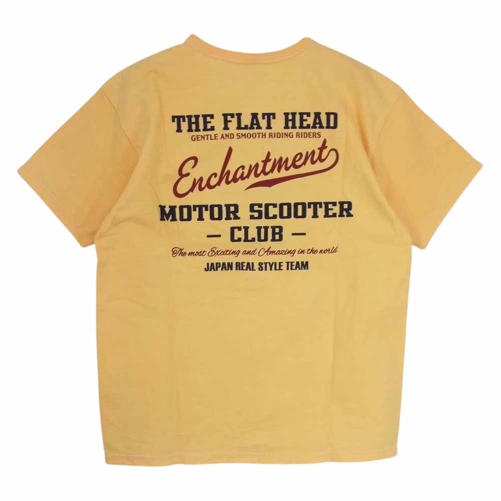 THE FLAT HEAD ザフラットヘッド プリント クルーネック Tシャツ マスタード イエロー系 40【中古】