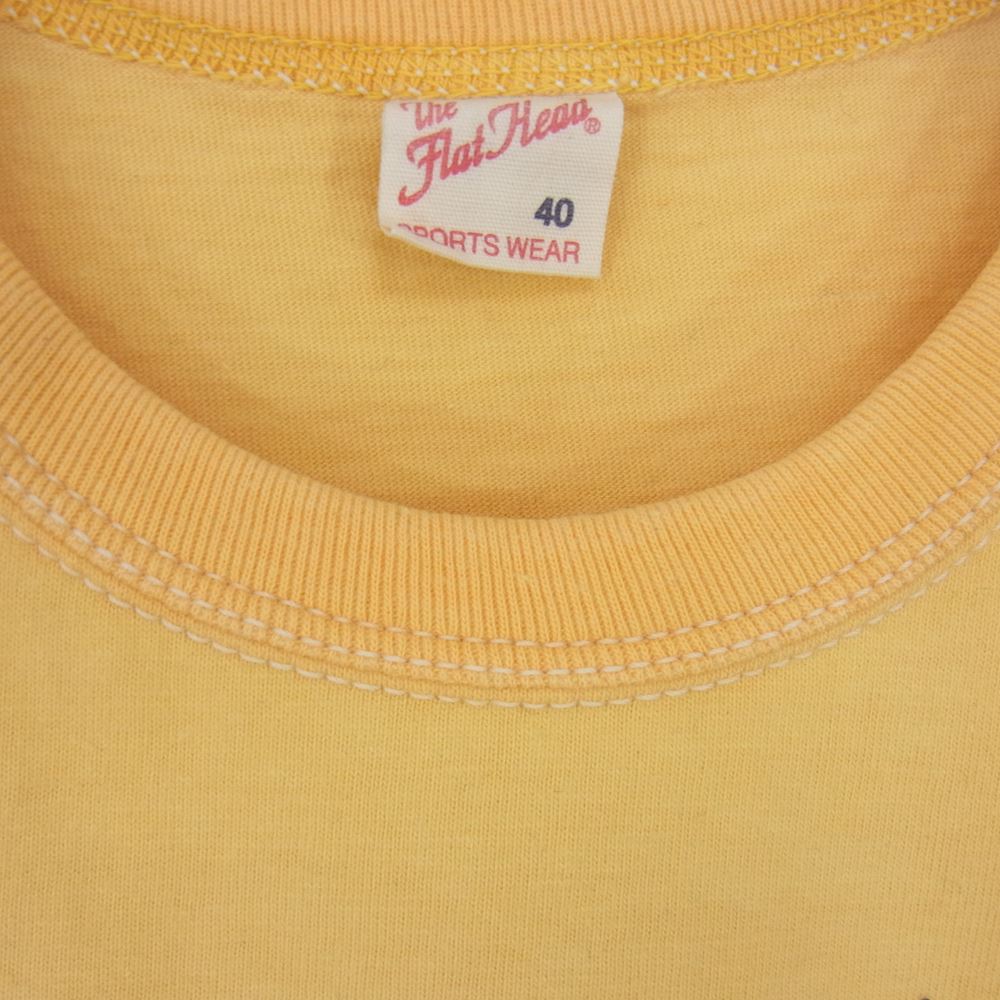 THE FLAT HEAD ザフラットヘッド プリント クルーネック Tシャツ マスタード イエロー系 40【中古】