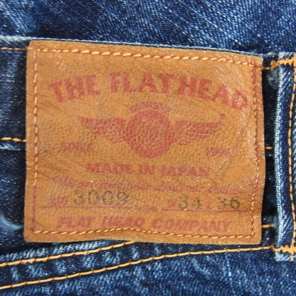 THE FLAT HEAD ザフラットヘッド 3009 デニム ボタンフライ ストレート パンツ インディゴブルー系 34【中古】