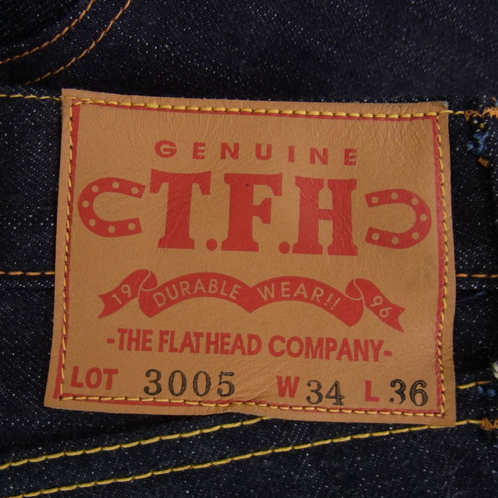 THE FLAT HEAD ザフラットヘッド 3005-S デニム ノンウォッシュ ボタンフライ ストレート インディゴ パンツ  インディゴブルー系 34【新古品】【未使用】【中古】