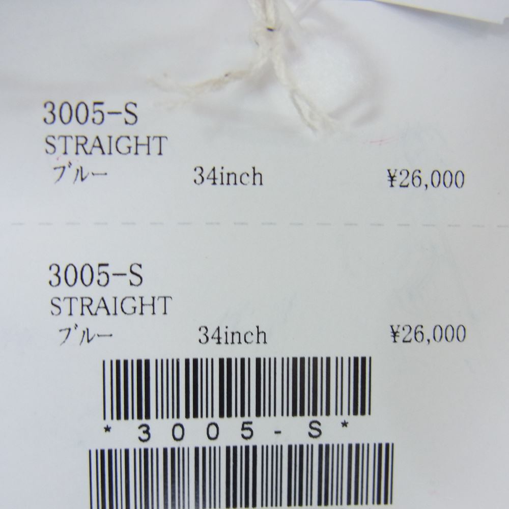 THE FLAT HEAD ザフラットヘッド 3005-S デニム ノンウォッシュ ボタンフライ ストレート インディゴ パンツ  インディゴブルー系 34【新古品】【未使用】【中古】