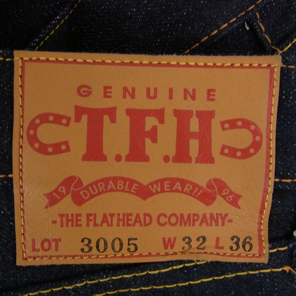 THE FLAT HEAD ザフラットヘッド 3005-S デニム ノンウォッシュ ボタンフライ ストレート パンツ  インディゴブルー系 32【新古品】【未使用】【中古】