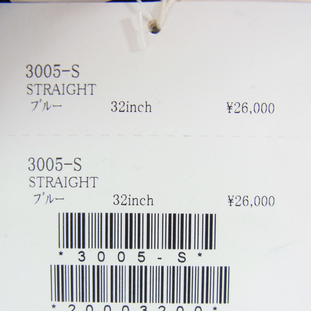 THE FLAT HEAD ザフラットヘッド 3005-S デニム ノンウォッシュ ボタンフライ ストレート パンツ  インディゴブルー系 32【新古品】【未使用】【中古】