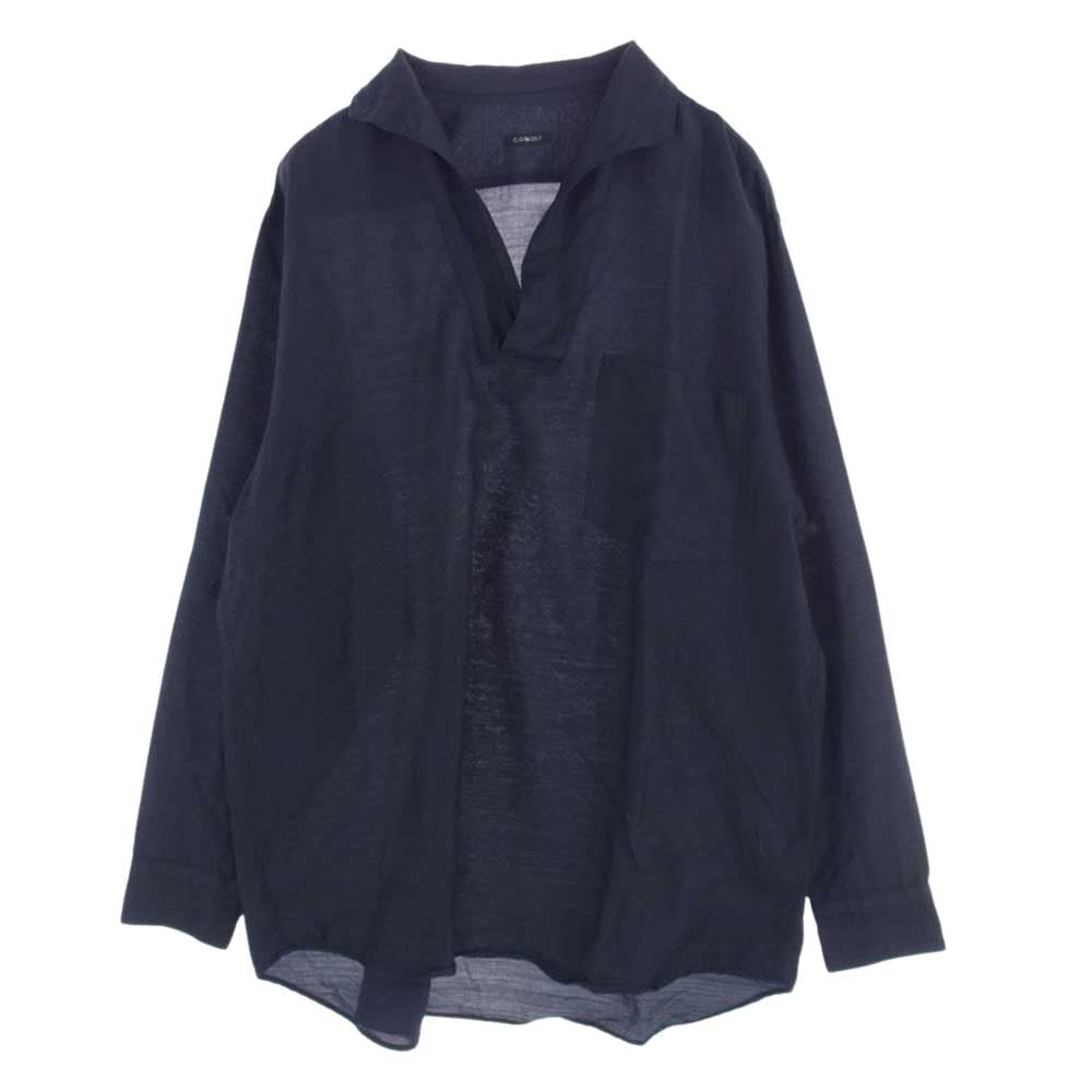 COMOLI コモリ 22SS V01-02022 ウールシルクスキッパーシャツ ダークネイビー系 2【美品】【中古】