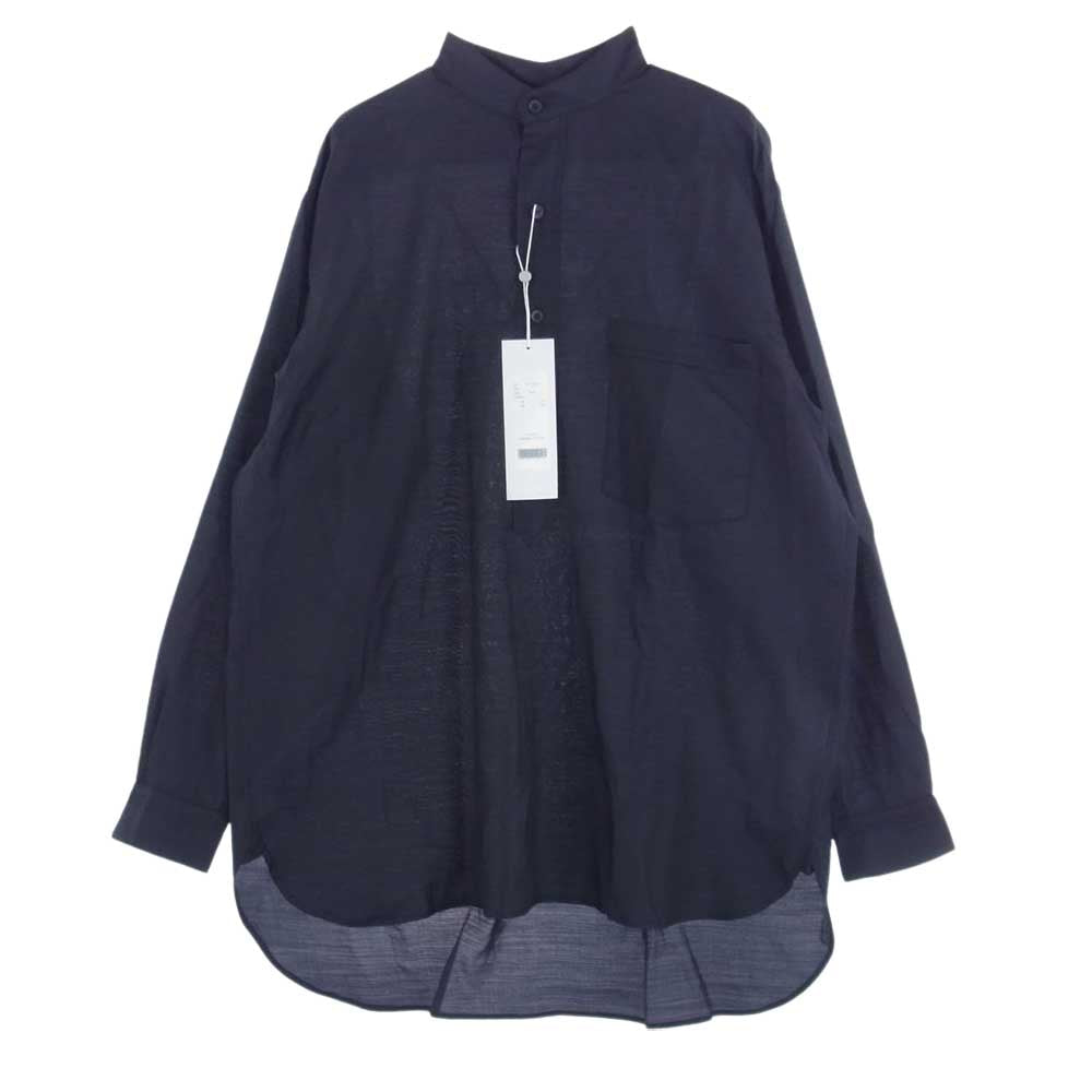 COMOLI コモリ 23SS X01-02016 ウールシルク プルオーバーシャツ ダークネイビー系 2【新古品】【未使用】【中古】