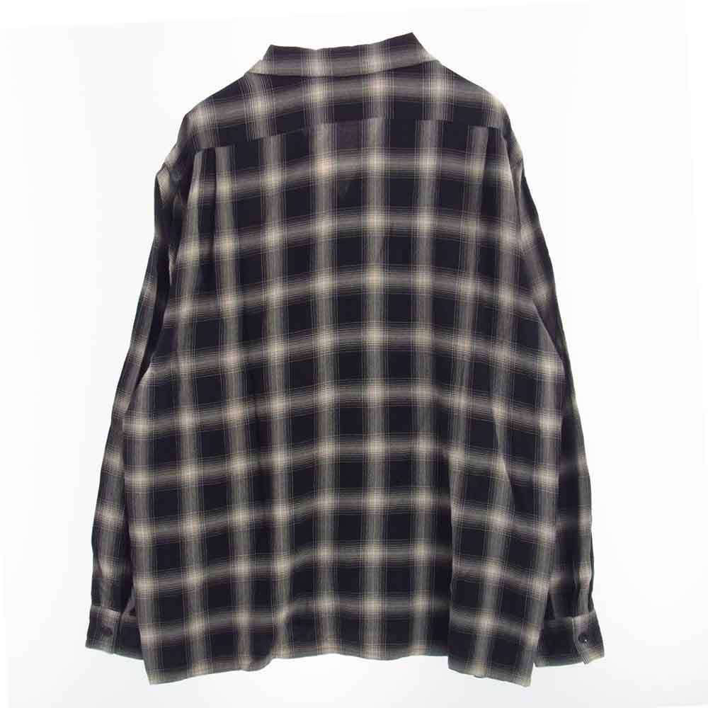 COMOLI コモリ 23SS X01-02008 RAYON CHECK OPEN COLLAR SHIRT レーヨン チェック オープン カラー 長袖 シャツ ブラック系 2【新古品】【未使用】【中古】
