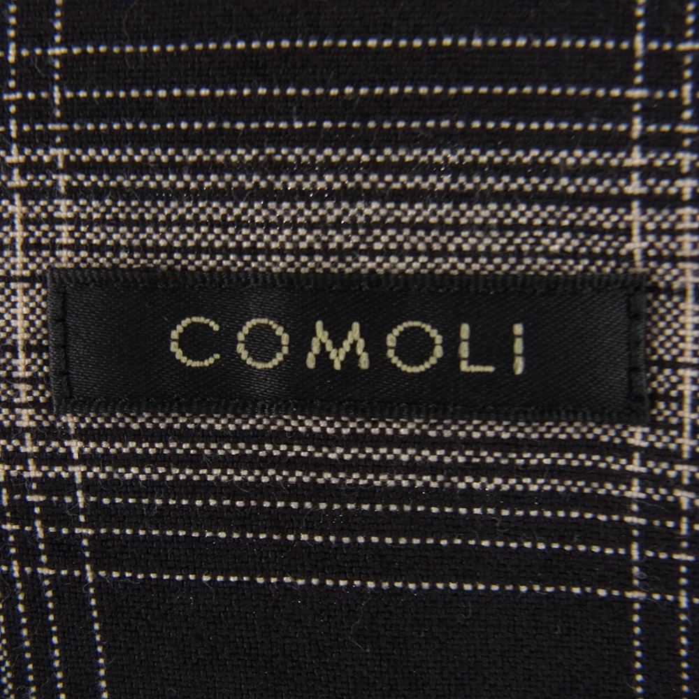 COMOLI コモリ 23SS X01-02008 RAYON CHECK OPEN COLLAR SHIRT レーヨン チェック オープン カラー 長袖 シャツ ブラック系 2【新古品】【未使用】【中古】