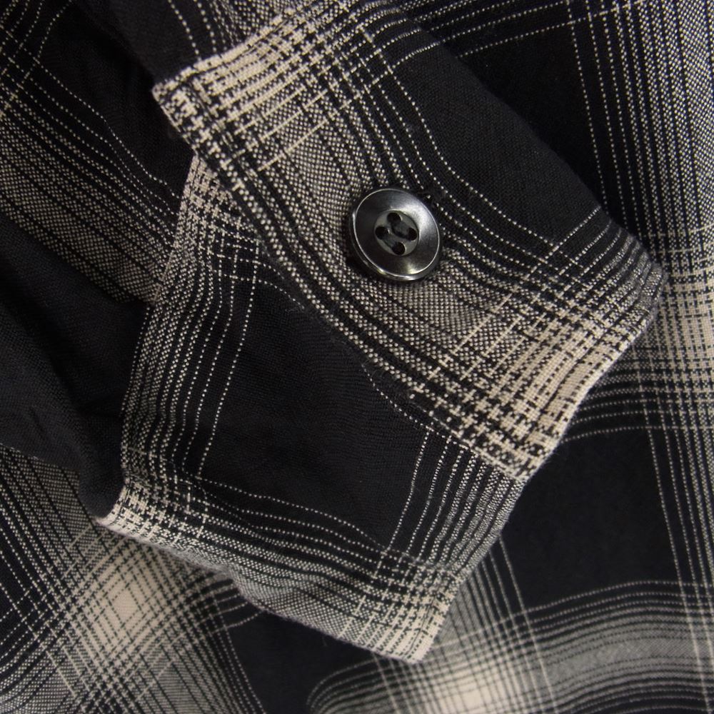 COMOLI コモリ 23SS X01-02008 RAYON CHECK OPEN COLLAR SHIRT レーヨン チェック オープン カラー 長袖 シャツ ブラック系 2【新古品】【未使用】【中古】