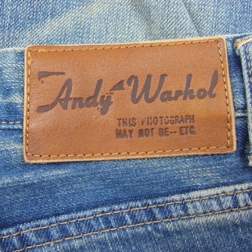 HYSTERIC GLAMOUR ヒステリックグラマー 6AP-0062 × ANDY WARHOL アンディウォーホル ダメージ加工 スタッズ デニム パンツ ジーンズ インディゴブルー系 XS【中古】