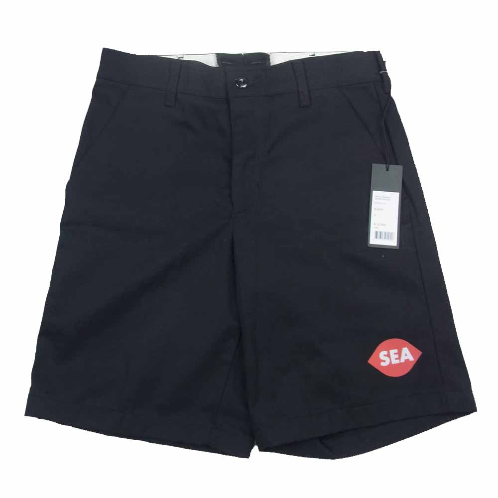 WIND AND SEA ウィンダンシー WDS-PT-10 WORK SHORTS ロゴ ワーク ショート パンツ ブラック系 S【美品】【中古】